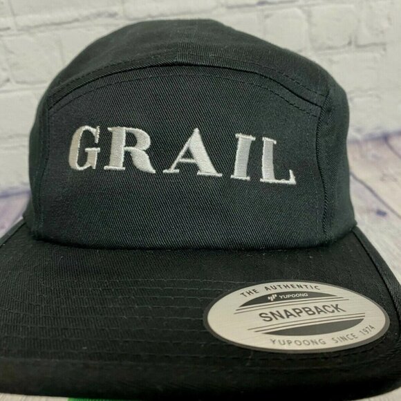 Grail Baseball Hat Army Cap Style Men Five Panel Strap Back Embroidered Black - Picture 6 of 9